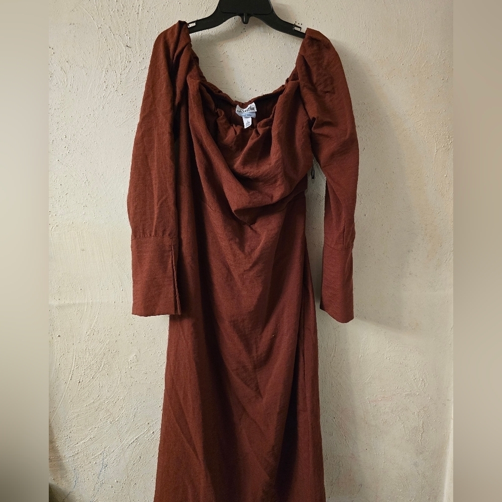 Chic Long Sleeve Brown Dress